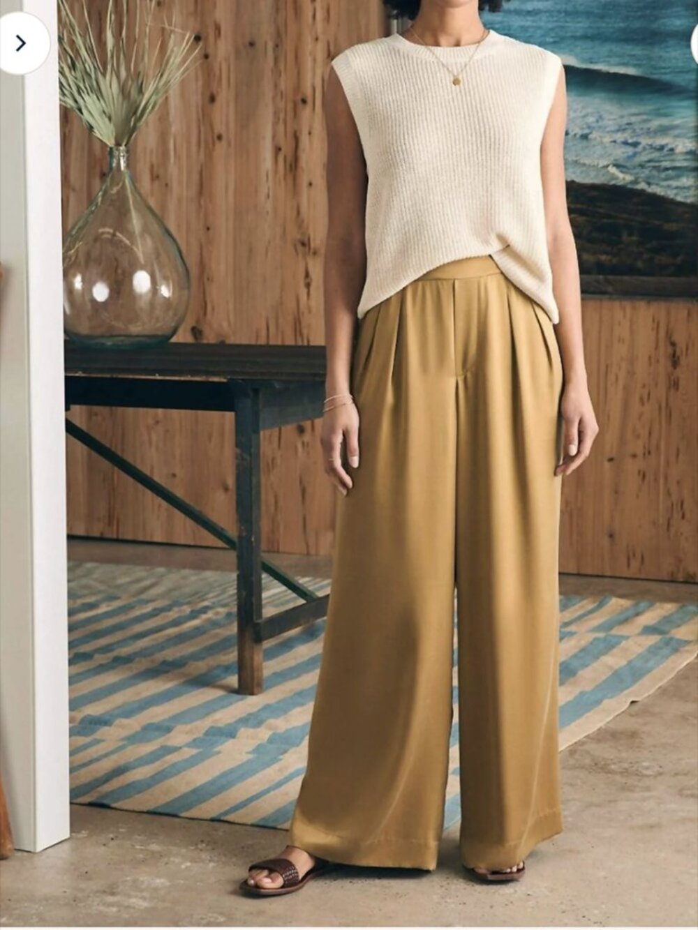 Faherty Sandwashed Silk Gemma Pant M Antique Bronze Wide Leg Pull-On Pockets